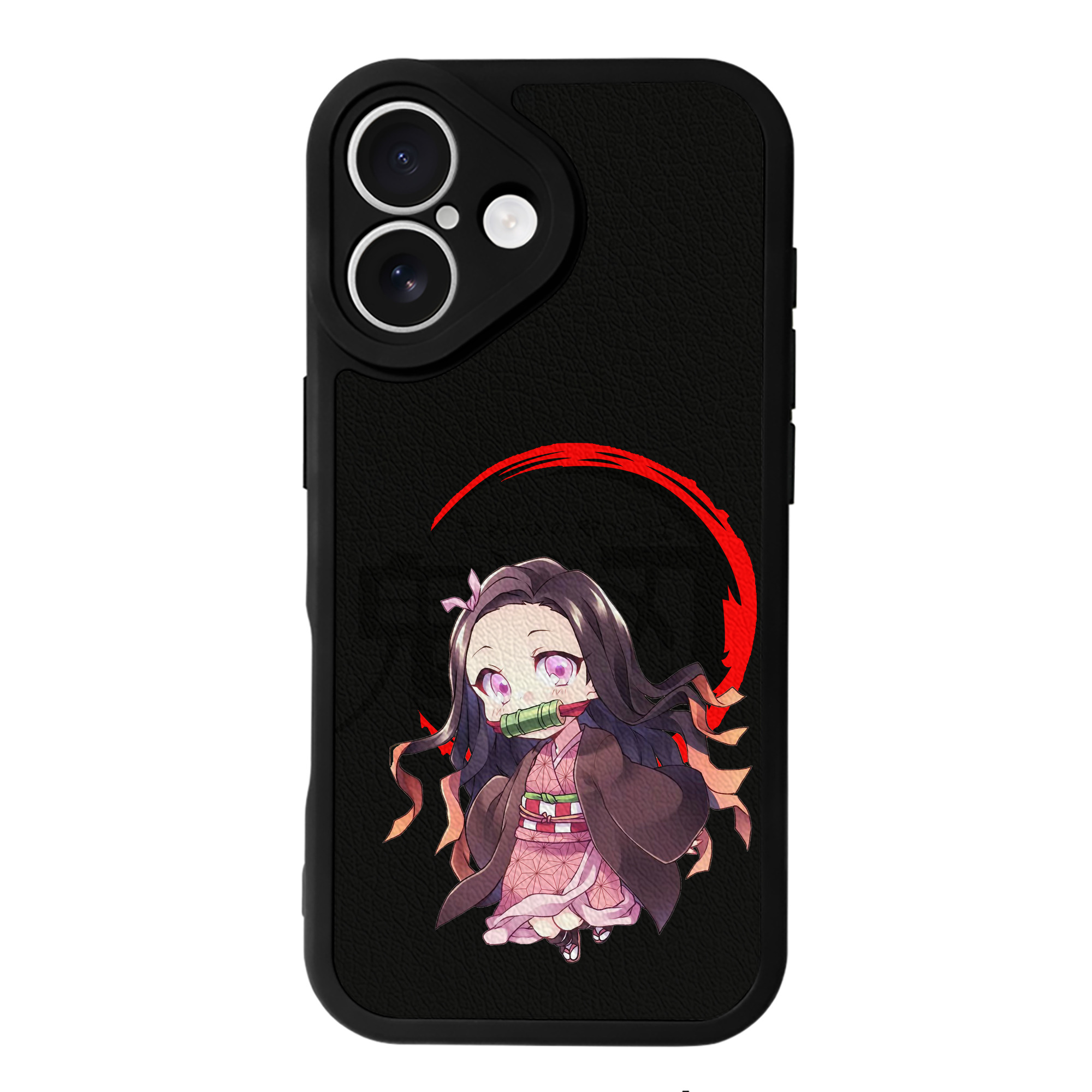 （画像用） 鬼滅の刃（きめつのやいば）竈門 禰󠄀豆子／かまど ねずこ Kamado Nezuko 【iPhone 16シリーズ対応】シリコンスマホケース（レザー調） 材質：シリコン